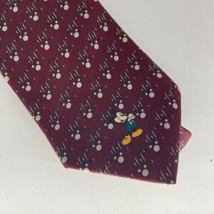 Balancine the tie works disney mickey paw print  silk red neck tie